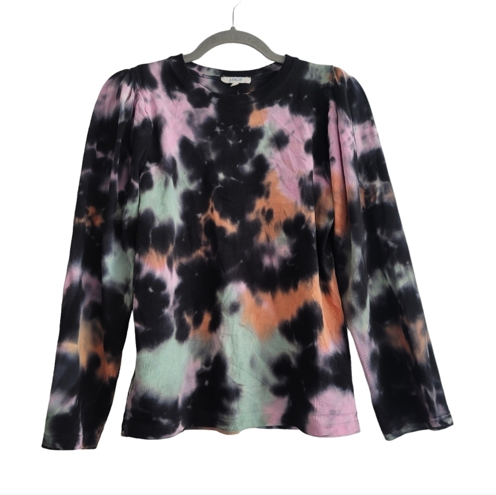 Leallo‎ XS Caio Tie Dye Top Puff Long Sleeve Casual Cotton Shirt